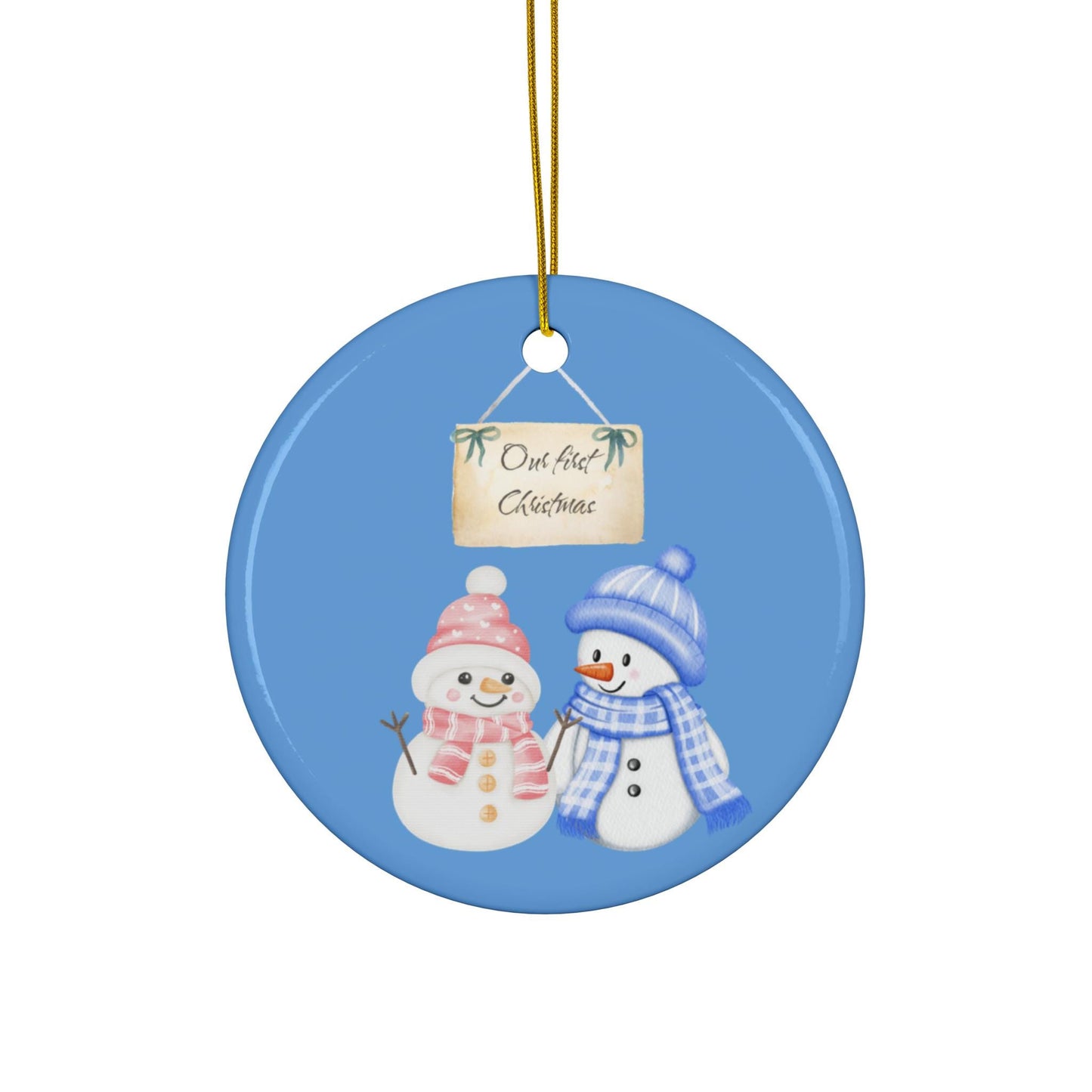 Nuestro primer adorno de muñeco de nieve navideño, decoración navideña, regalo para parejas, recuerdo festivo de invierno, regalo para ella, regalo para él, recién casados