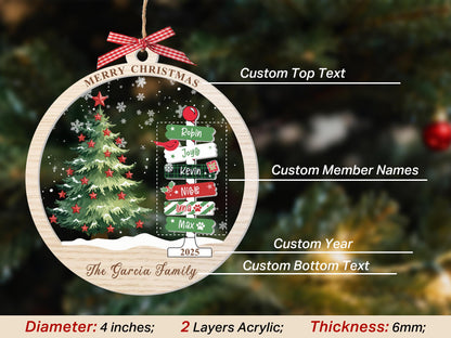 2025 Family Christmas Ornament, Personalized Ornament with Names, Custom Christmas Tree Ornament, Holiday Keepsake, Xmas Tree Decor