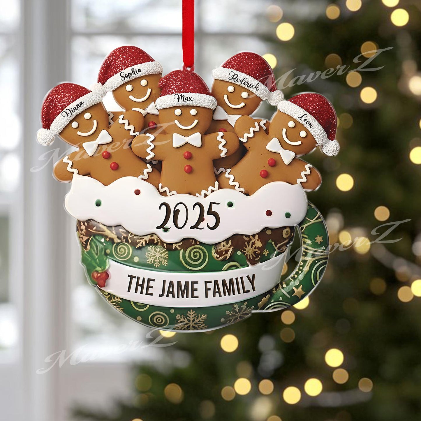 Personalized Resin Family Ornament,2025 Gingerbread Christmas Family Ornament, Gingerbread Family of 2,3,4,5,6 Ornament, Christmas Decor