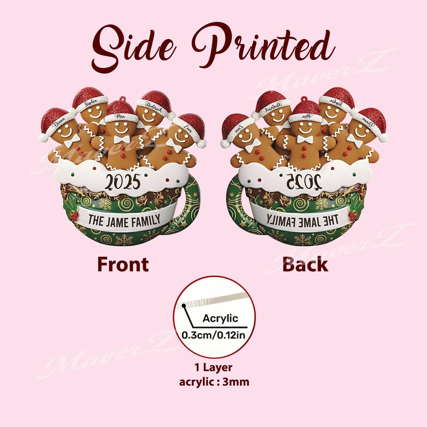 Personalized Resin Family Ornament,2025 Gingerbread Christmas Family Ornament, Gingerbread Family of 2,3,4,5,6 Ornament, Christmas Decor