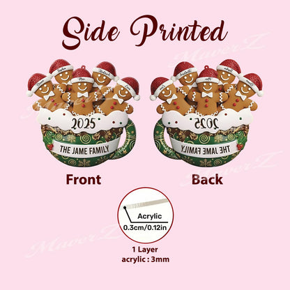 Personalized Resin Family Ornament,2025 Gingerbread Christmas Family Ornament, Gingerbread Family of 2,3,4,5,6 Ornament, Christmas Decor
