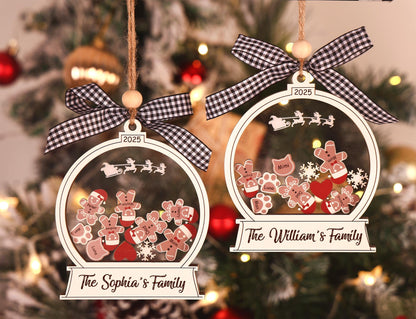 Adorno de Navidad familiar de pan de jengibre personalizado 2025: Recuerdo de galleta a medida