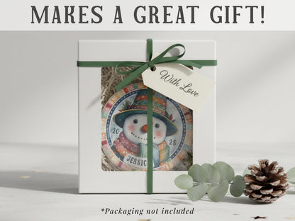 Personalized Snowman Ornament 2025 | Custom Name Christmas Decoration | Ceramic Keepsake Gift for Kids Family Holiday Tree