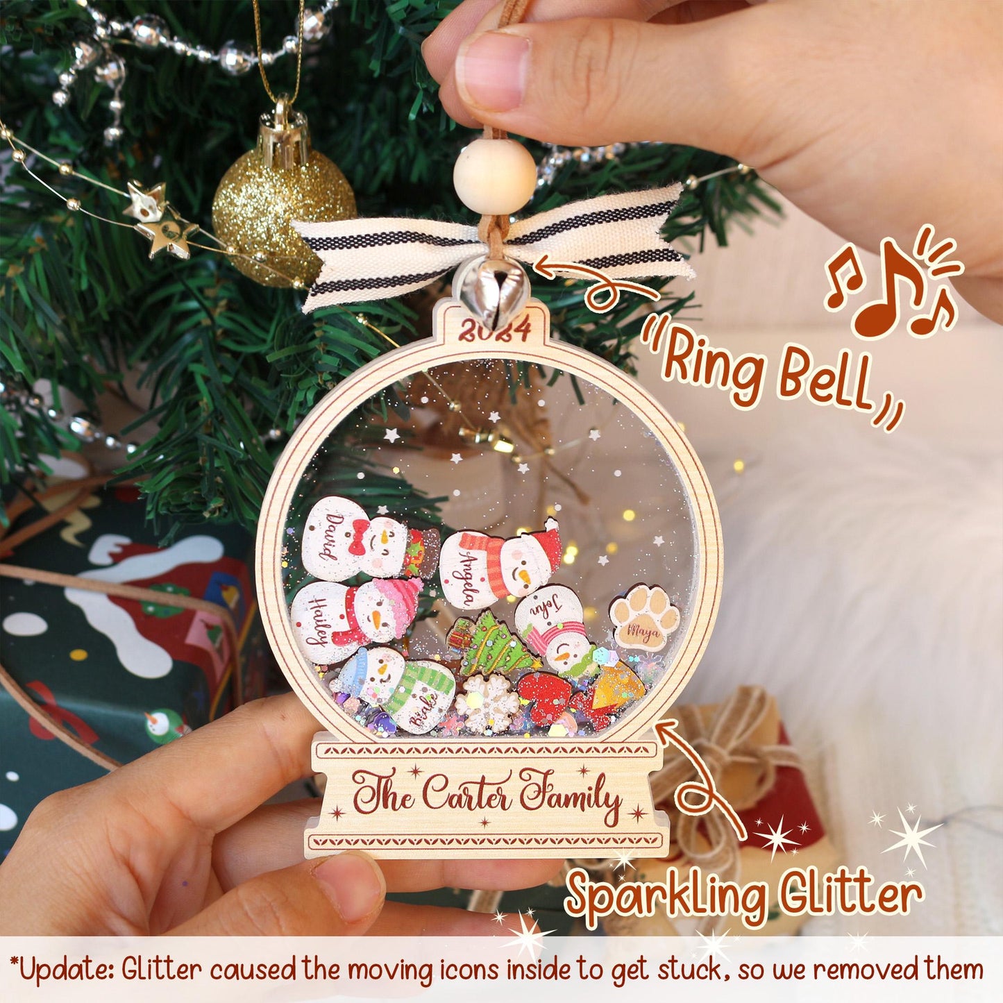 Ornement de Noël personnalisé bonhomme de neige en famille : Décoration acrylique sur mesure