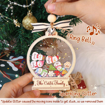 Ornement de Noël personnalisé bonhomme de neige en famille : Décoration acrylique sur mesure