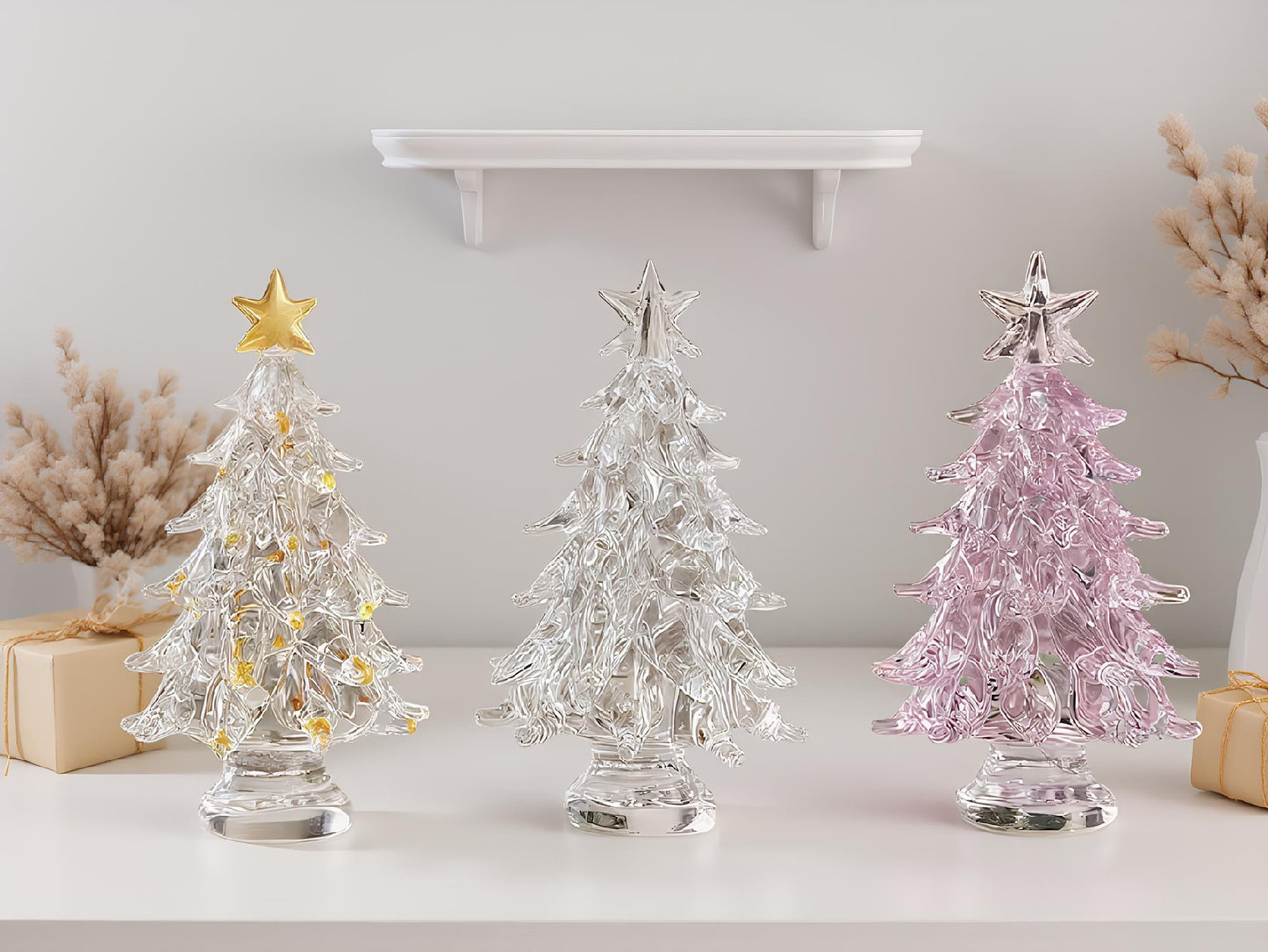 Sapin de Noël personnalisé en vitrail, Sapins de Noël en verre illuminés faits à la main, Décoration de Noël unique, Souvenir de Noël