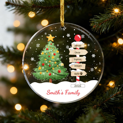 Custom Family Name Christmas Ornament 2025,Family With Pet Ornament, Christmas Keepsake,Family Tree Ornament,Custom Christmas Bauble