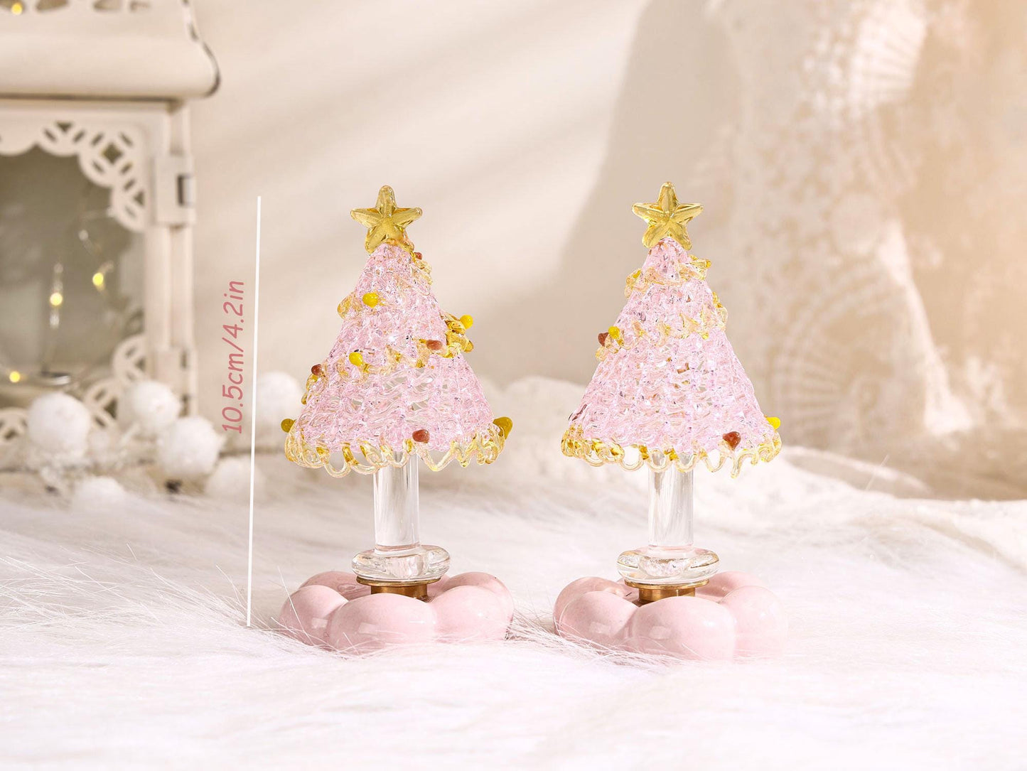 Sapin de Noël miniature en vitrail fait main, Décoration de table de Noël