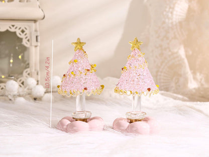 Sapin de Noël miniature en vitrail fait main, Décoration de table de Noël