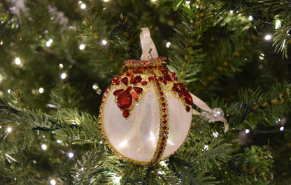 Elegant Luxury Handmade Rhinestone Cream/White Christmas Ball Ornament - Xmas Tree Decor