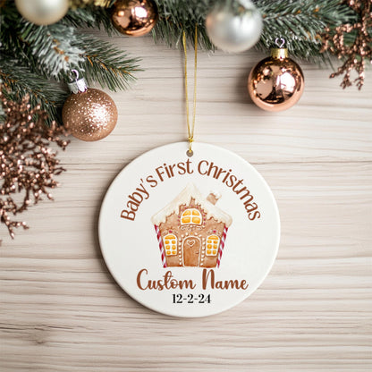 Adorno personalizado de Primera Navidad del Bebé, Nombre y Fecha Personalizados, Decoración de Cerámica con Muñeco de Nieve, Recuerdo de Festividad, Regalo Familiar, Regalo para Compañero de Trabajo,
