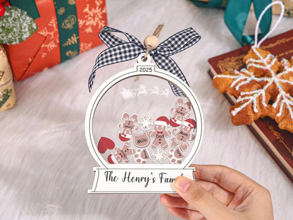 Personalized 2025 Family Gingerbread Ornament, 4D Shaker Xmas Decor
