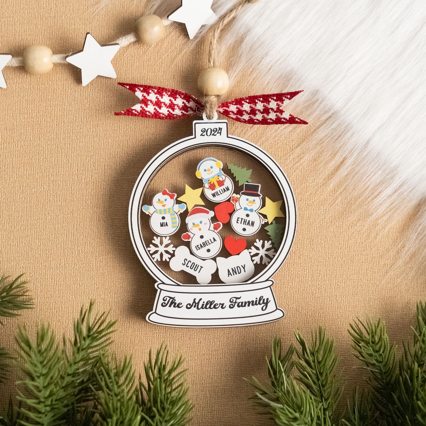Personalized Shaker Family Ornament For Holiday Christmas Tree Decor R75