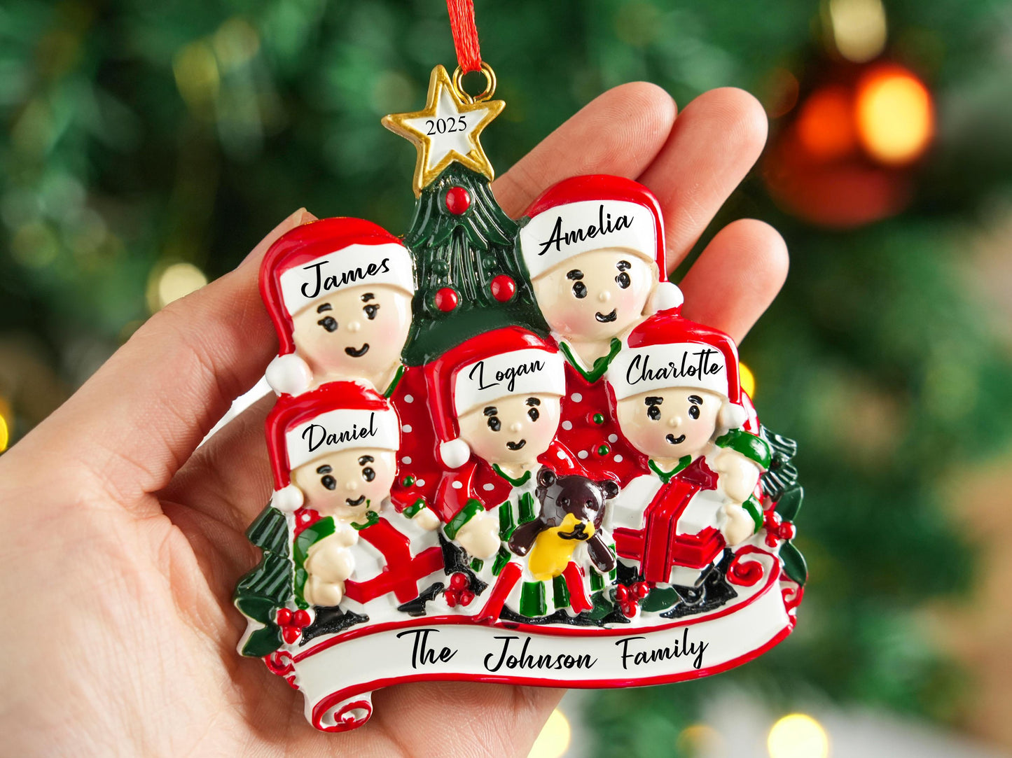 Personalized Resin Family Ornament,Gingerbread Family Ornament 2025,Family Xmas Ornament,Xmas Decor,Gingerbread Family of 2,3,4,5,6 Ornament