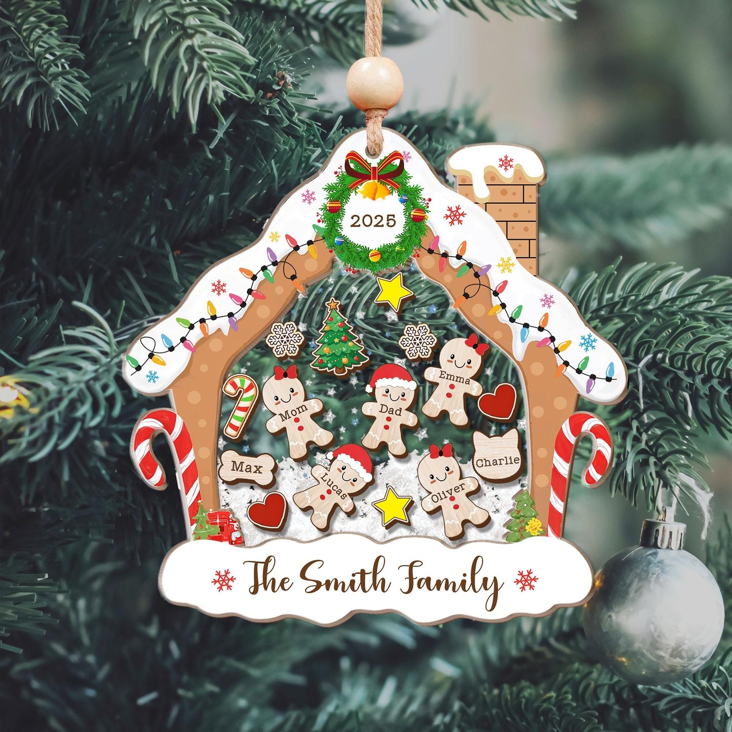 4D Shake Family Ornament With Pets, Custom Gingerbread Family Shaker Ornament, Family Ornament 2025, Family Keepsake, Family Christmas Gift
