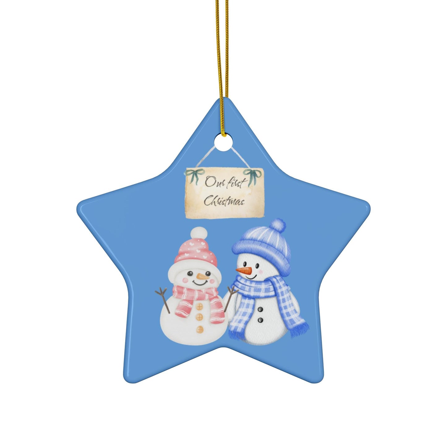 Nuestro primer adorno de muñeco de nieve navideño, decoración navideña, regalo para parejas, recuerdo festivo de invierno, regalo para ella, regalo para él, recién casados