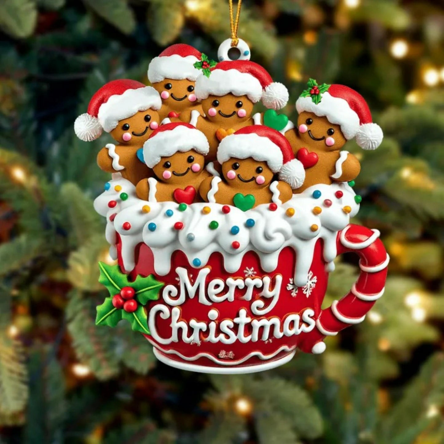 Personalized Gingerbread Family Ornament,Custom Resin Family Ornament, Custom Christmas Gift,Personalized Xmas Gift,Christmas Decor