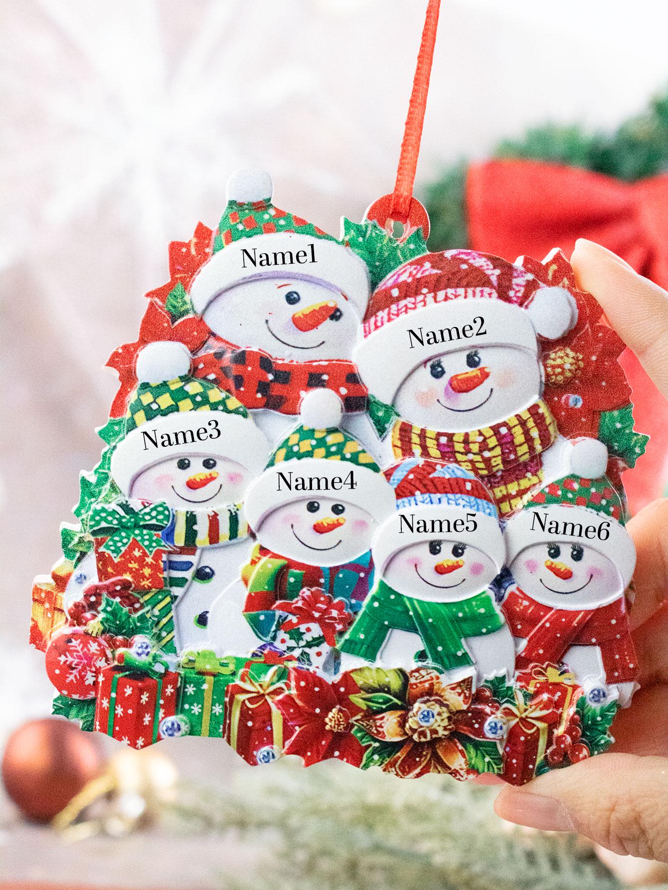 Adorno Navideño Personalizado de Familia de Muñecos de Nieve: Decoración de Resina Personalizada