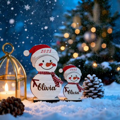Personalized Snowman Family Christmas Ornament, Snowman Ornament, Custom Name Ornament, Personalized Christmas Wood Ornament, Christmas Gift