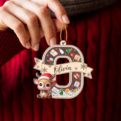 Adorno Personalizado "Mi Primera Navidad" para Bebé: Agitador 4D con Inicial, Recuerdo de Acrílico Personalizado