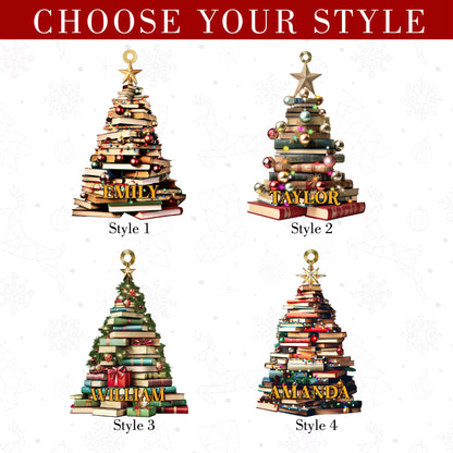 Personalized Book Stack Christmas Ornament - Custom Reader Gift