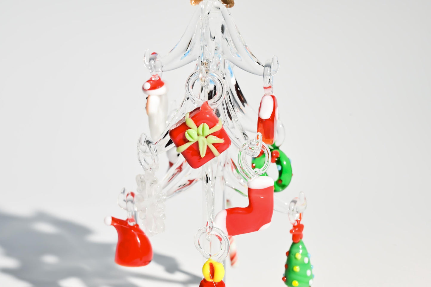 Árbol de Navidad artesanal de vidriera, minidecoración navideña