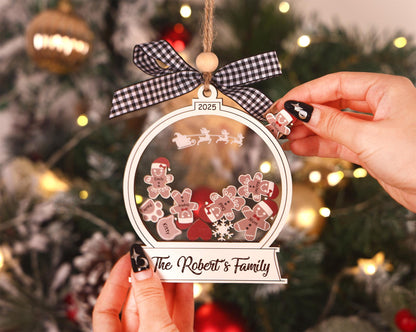 Adorno de Navidad familiar de pan de jengibre personalizado 2025: Recuerdo de galleta a medida
