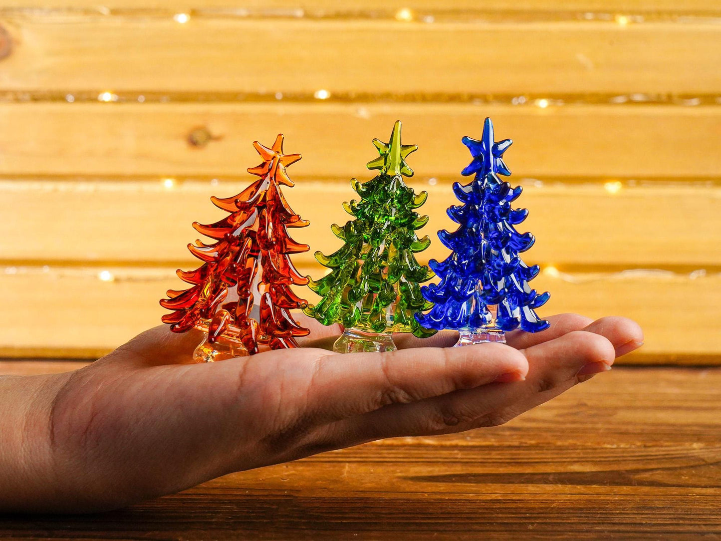 Adorno Navideño de Árbol de Navidad de Vidrio Teñido Hecho a Mano, Decoración de Fiestas