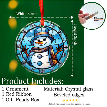 Snowman Christmas Ornament | Frosty Christmas Tree Decoration | Acrylic, Glass & Ceramic Holiday Ornament Gift Christmas Keepsake
