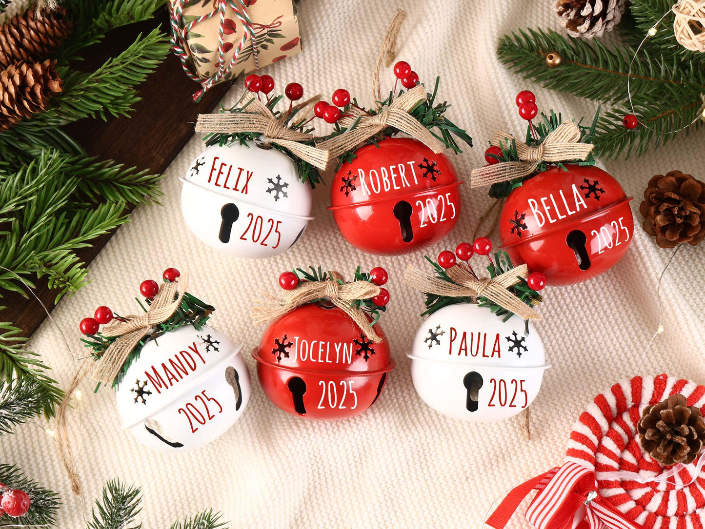 Personalized Christmas Tree Ornament, Custom 2025 Jingle Bell, Christmas Family Ornaments, Holiday Decor Gifts