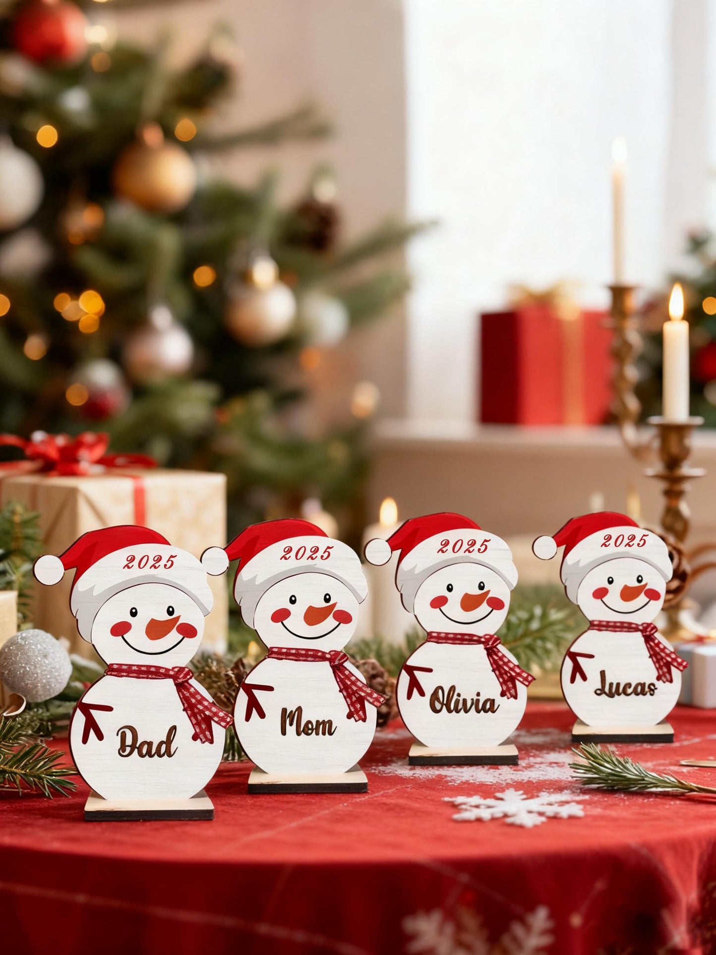 Personalized Snowman Family Christmas Ornament, Snowman Ornament, Custom Name Ornament, Personalized Christmas Wood Ornament, Christmas Gift