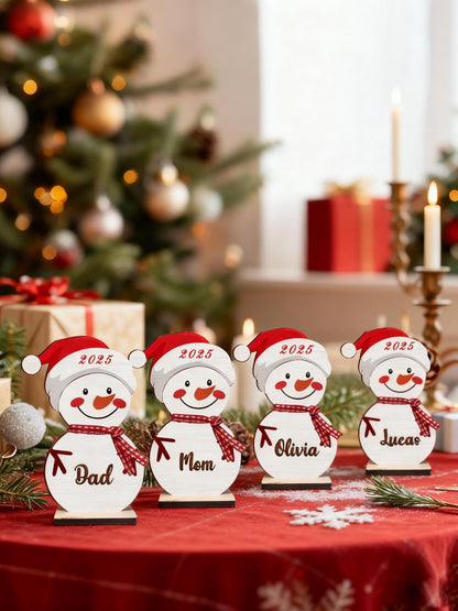 Personalized Snowman Family Christmas Ornament, Snowman Ornament, Custom Name Ornament, Personalized Christmas Wood Ornament, Christmas Gift