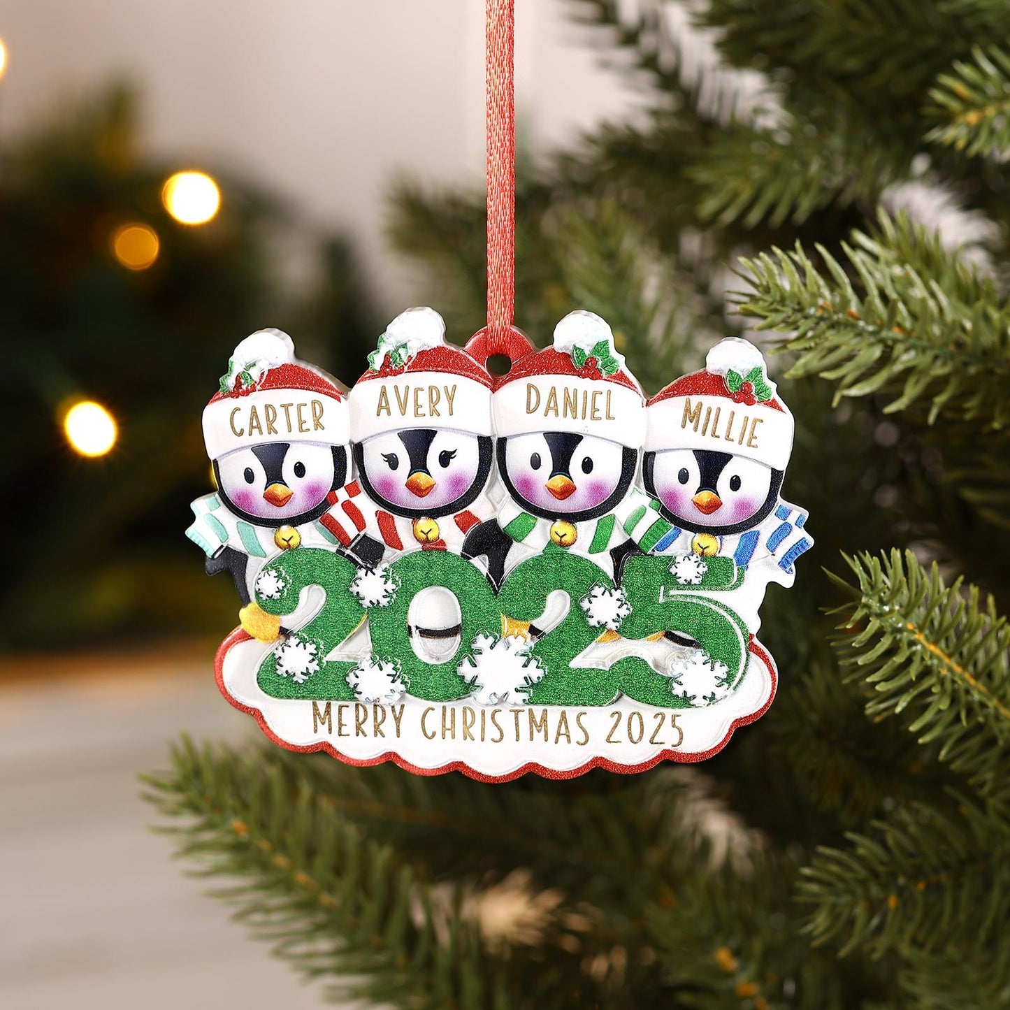 Custom Christmas Tree Ornament 2025, Personalized Family Names 2-6, Resin Christmas Tree Decor, Holiday Keepsake Gift,Christmas 2025