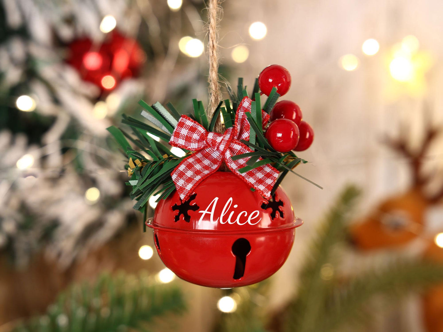 Personalized Christmas Bell Ornament, Custom Holiday Decor