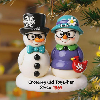 Personalized Snowman Couple Acrylic Ornament: Christmas Keepsake Gift