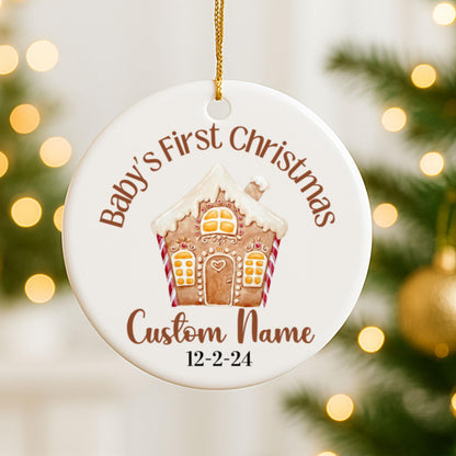 Adorno personalizado de Primera Navidad del Bebé, Nombre y Fecha Personalizados, Decoración de Cerámica con Muñeco de Nieve, Recuerdo de Festividad, Regalo Familiar, Regalo para Compañero de Trabajo,