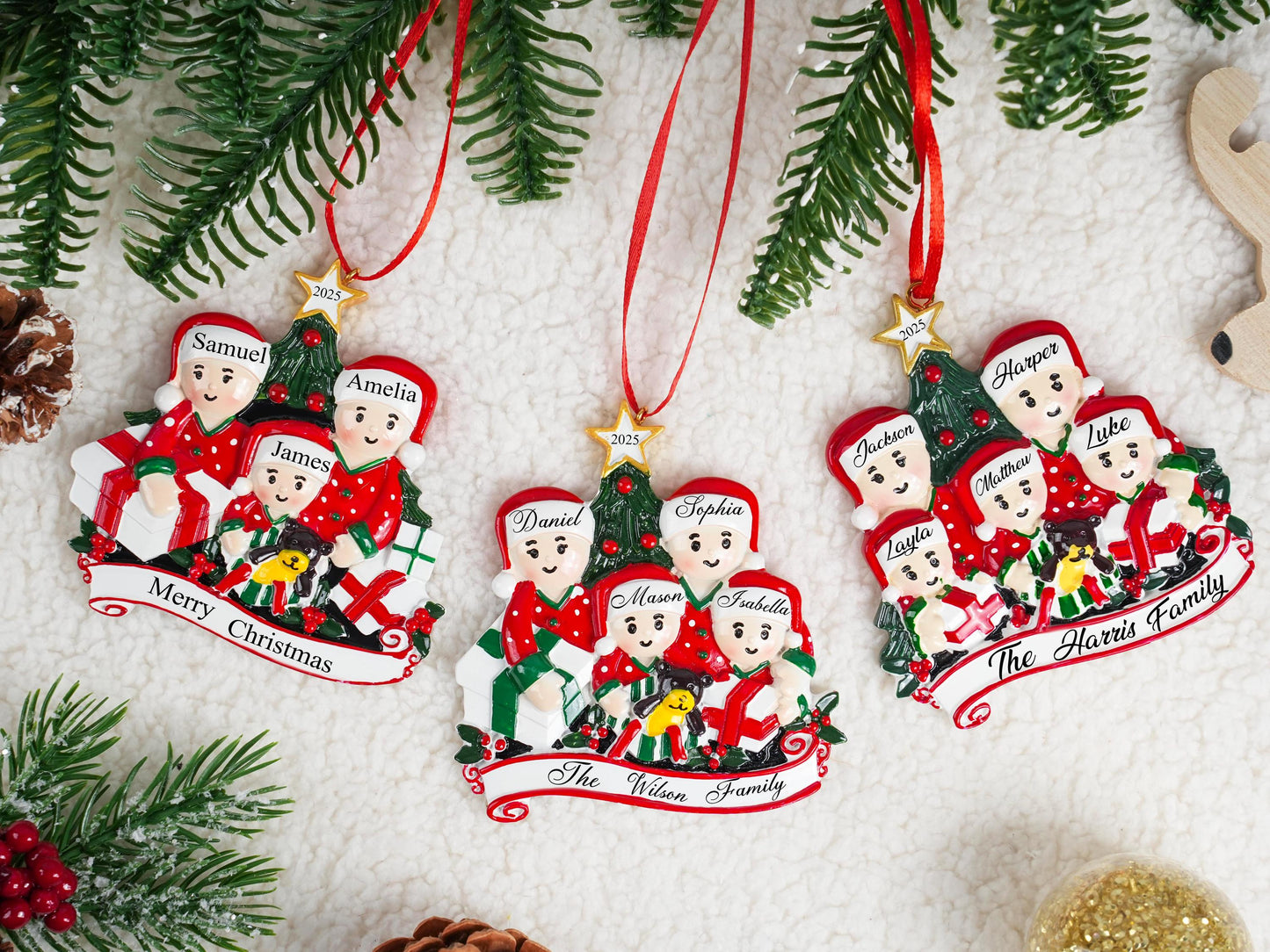 Personalized Resin Family Ornament,Gingerbread Family Ornament 2025,Family Xmas Ornament,Xmas Decor,Gingerbread Family of 2,3,4,5,6 Ornament