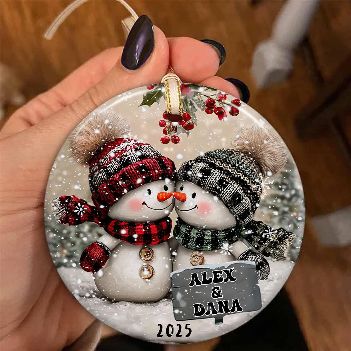 Snowman Couple Glass Ornament, Personalized Christmas Ornament For Newlyweds, Engagement Or Wedding Gift, First Christmas Couple Decor