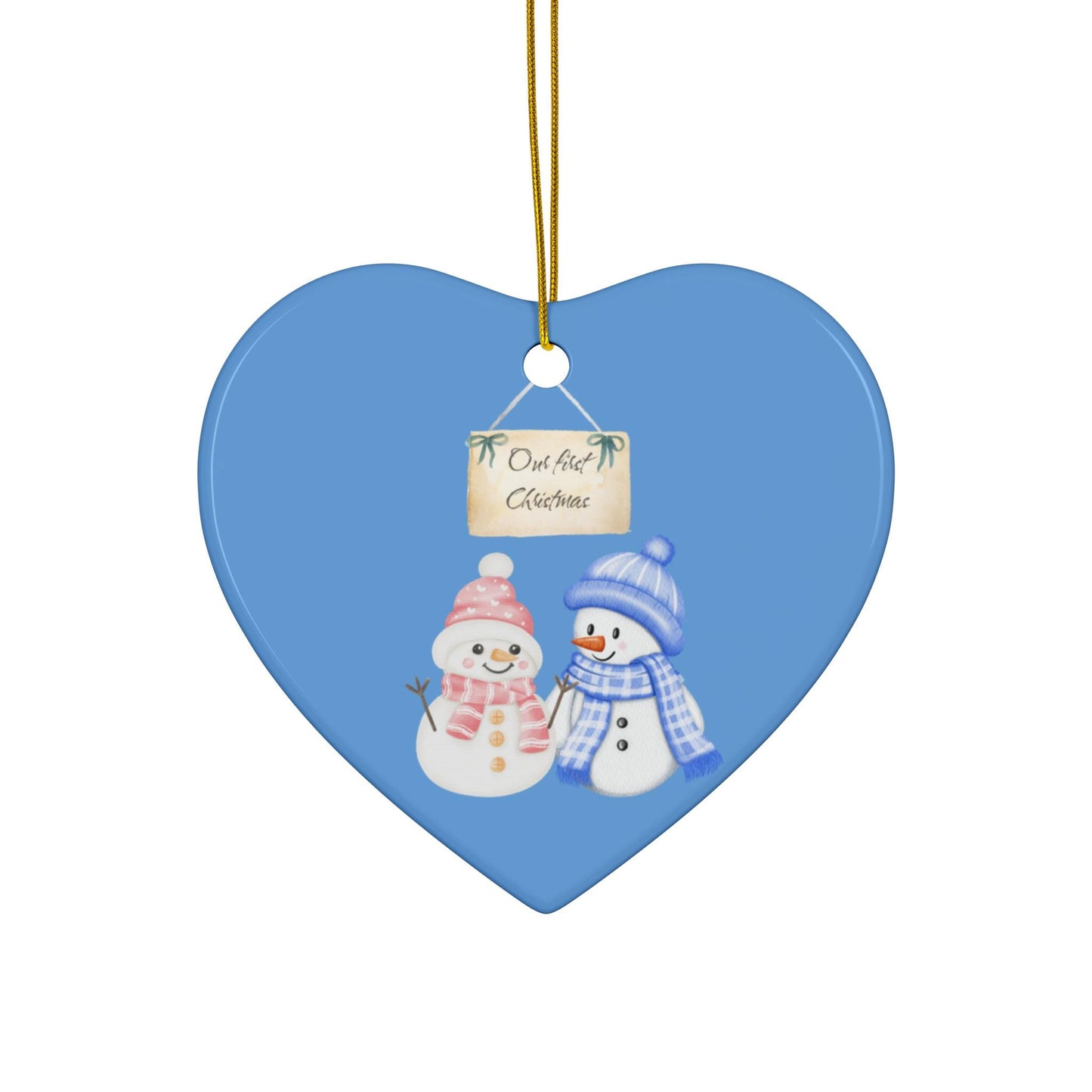 Nuestro primer adorno de muñeco de nieve navideño, decoración navideña, regalo para parejas, recuerdo festivo de invierno, regalo para ella, regalo para él, recién casados