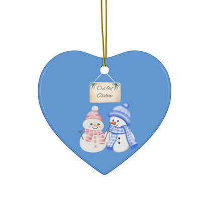 Nuestro primer adorno de muñeco de nieve navideño, decoración navideña, regalo para parejas, recuerdo festivo de invierno, regalo para ella, regalo para él, recién casados