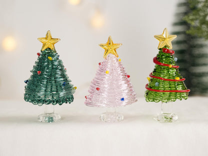 Stained Glass Christmas Tree Figurines,Illuminated Glass Christmas Trees,Christmas Day,Personalized Gift for her,Christmas Gifts,Home Decor