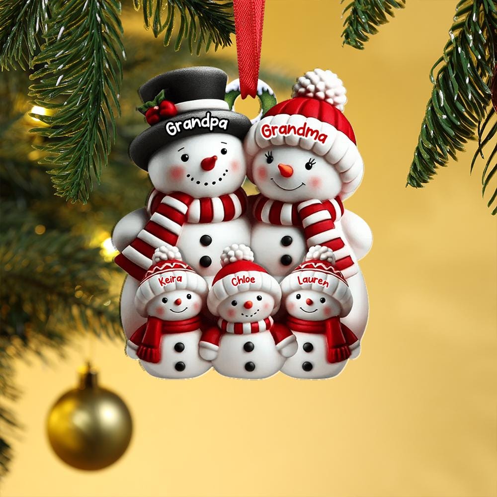 Personalized Snowman Family Ornament, Custom Family Of 3 4 5 6 Christmas Ornament, 2025 Family Christmas Ornament, Christmas Tree Decor Gift