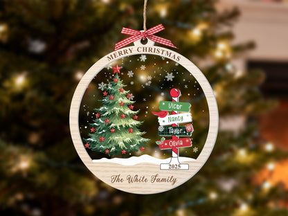 2025 Family Christmas Ornament, Personalized Ornament with Names, Custom Christmas Tree Ornament, Holiday Keepsake, Xmas Tree Decor