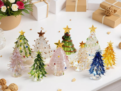 Sapin de Noël personnalisé en vitrail, Sapins de Noël en verre illuminés faits à la main, Décoration de Noël unique, Souvenir de Noël