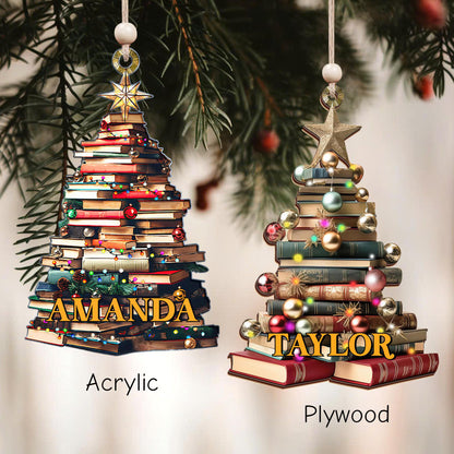 Personalized Book Stack Christmas Ornament - Custom Reader Gift