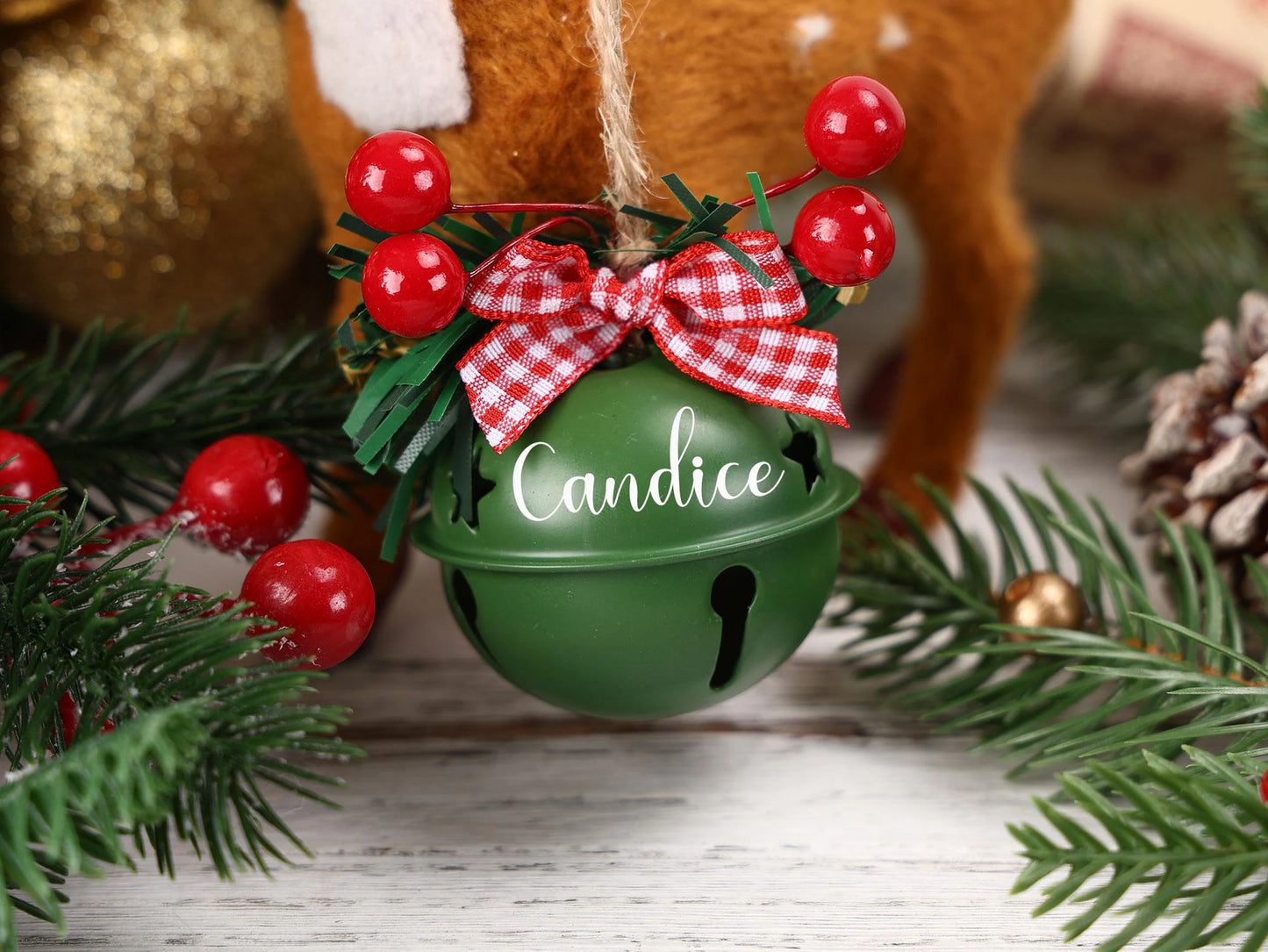 Personalized Christmas Bell Ornament, Custom Holiday Decor