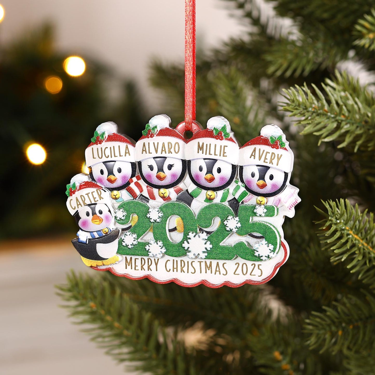 Custom Christmas Tree Ornament 2025, Personalized Family Names 2-6, Resin Christmas Tree Decor, Holiday Keepsake Gift,Christmas 2025