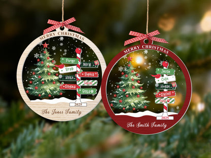 2025 Family Christmas Ornament, Personalized Ornament with Names, Custom Christmas Tree Ornament, Holiday Keepsake, Xmas Tree Decor