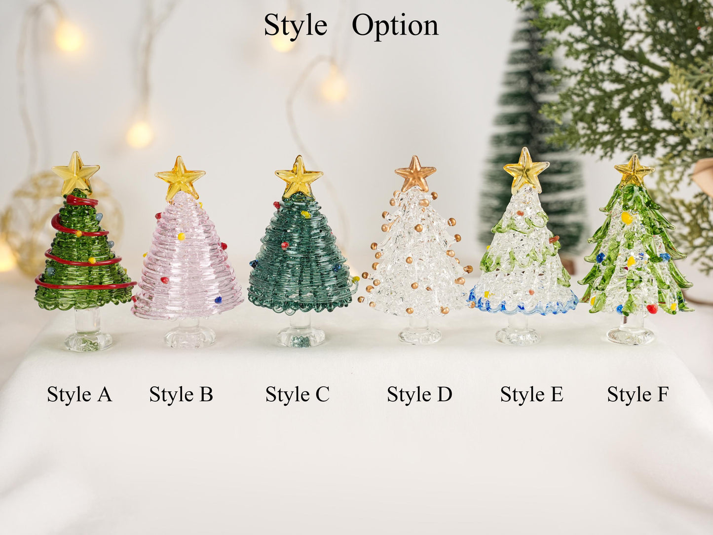 Stained Glass Christmas Tree Figurines,Illuminated Glass Christmas Trees,Christmas Day,Personalized Gift for her,Christmas Gifts,Home Decor