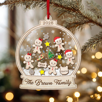 Personalized Gingerbread Family Christmas Ornament, Custom Family Ornament 2025, 4D Shake Ornament, Gingerbread Family Gift,Xmas Decor